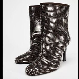 Zara rhinestones heeled boots